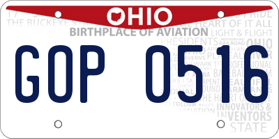 OH license plate GOP0516