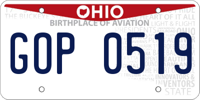 OH license plate GOP0519