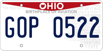 OH license plate GOP0522