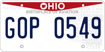 OH license plate GOP0549