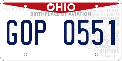 OH license plate GOP0551