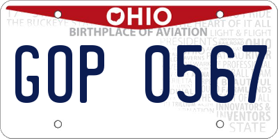 OH license plate GOP0567