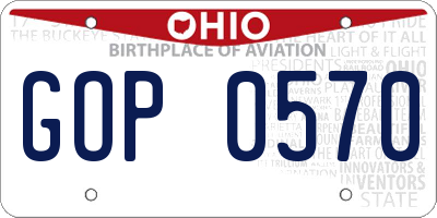 OH license plate GOP0570