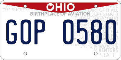 OH license plate GOP0580