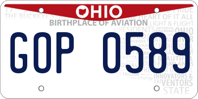 OH license plate GOP0589