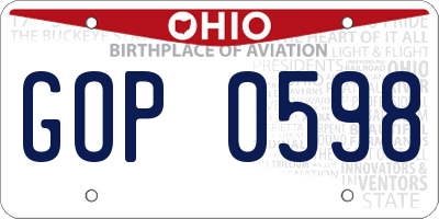 OH license plate GOP0598