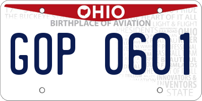 OH license plate GOP0601