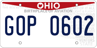 OH license plate GOP0602