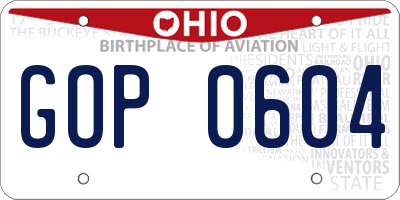 OH license plate GOP0604
