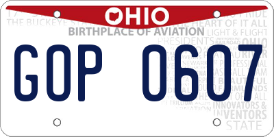 OH license plate GOP0607