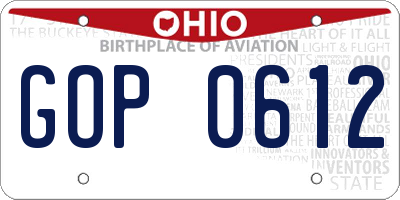 OH license plate GOP0612