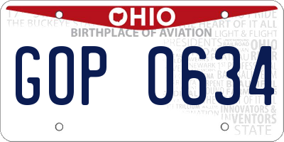 OH license plate GOP0634