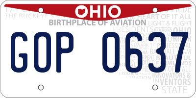 OH license plate GOP0637