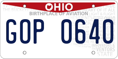 OH license plate GOP0640