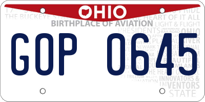 OH license plate GOP0645