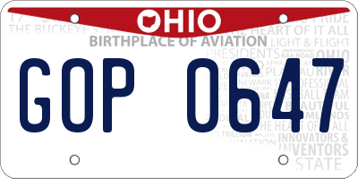 OH license plate GOP0647