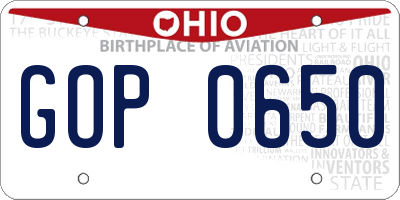 OH license plate GOP0650