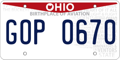 OH license plate GOP0670