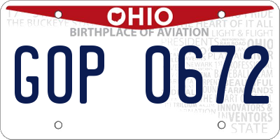 OH license plate GOP0672