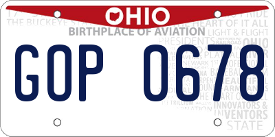 OH license plate GOP0678