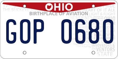 OH license plate GOP0680