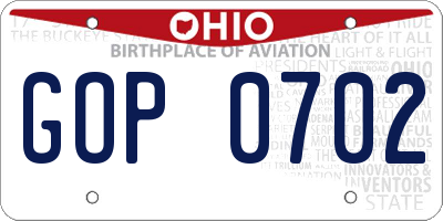 OH license plate GOP0702