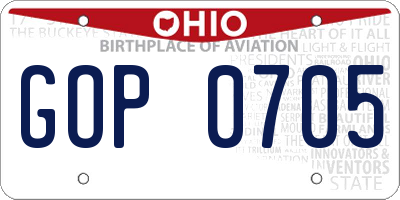 OH license plate GOP0705