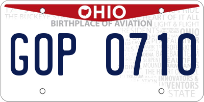 OH license plate GOP0710