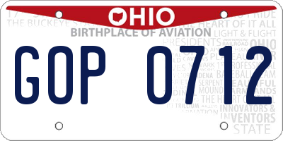 OH license plate GOP0712