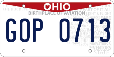 OH license plate GOP0713