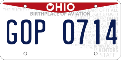 OH license plate GOP0714