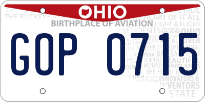OH license plate GOP0715