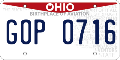 OH license plate GOP0716