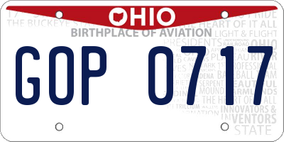 OH license plate GOP0717