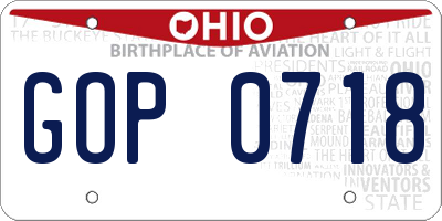 OH license plate GOP0718