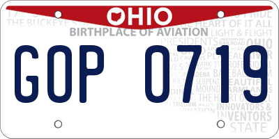 OH license plate GOP0719