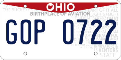 OH license plate GOP0722