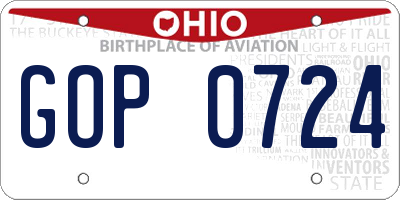 OH license plate GOP0724