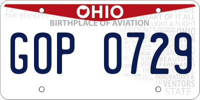 OH license plate GOP0729