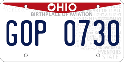 OH license plate GOP0730