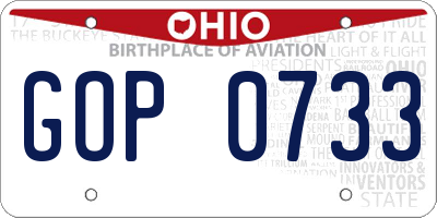 OH license plate GOP0733