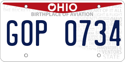 OH license plate GOP0734