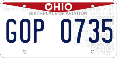 OH license plate GOP0735