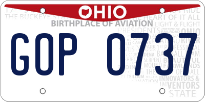 OH license plate GOP0737