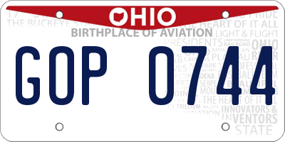 OH license plate GOP0744