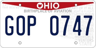 OH license plate GOP0747
