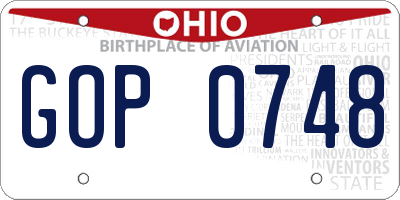 OH license plate GOP0748