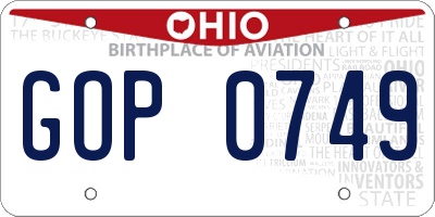 OH license plate GOP0749