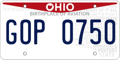 OH license plate GOP0750