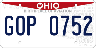 OH license plate GOP0752
